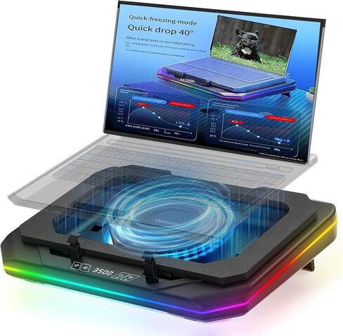 لوحة التبريد لسلسلة MSI Vector Series Vector 16 HX Gaming Captop Colder مع مروحة تبريد توربو قوية يمكن أن تقوم بتبريد CPU+GPU 40 درجة مئوية ، سرعة متغيرة ، 6 RGB Light 3 USB-A in Kuwait