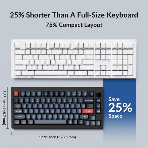 Keychron V1 Max 75 ٪ RGB لوحة مفاتيح ميكانيكية مخصصة ، 2.4 جيجا هرتز/بلوتوث 5.1/سلكية QMK/عبر ماكرو قابلة للبرمجة ، Gateron Gateron كوكب المشتري الأحمر MATT in Saudi Arabia