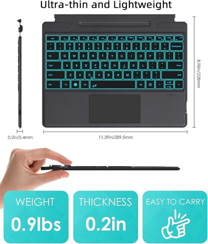 Surface Pro Keyboard for Microsoft Surface Pro 8/9/X/10/11 13 inch, Wireless Type Cover with 7 Color Backlit, Bluetooth Ultra-Slim Portable Magnetic Keyboard with Trackpad, Rechargeable Battery in Saudi Arabia
