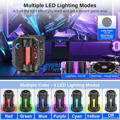 Switch-2-Joycon-Charger - Charging Dock for 2025 Nintendo Switch 2 JoyCon Controllers, Magnetic & Bubble LED Light, Fast Charging Station for Nintendo Switch2 Joy-con 2 Controllers Accessories, Black in Kuwait