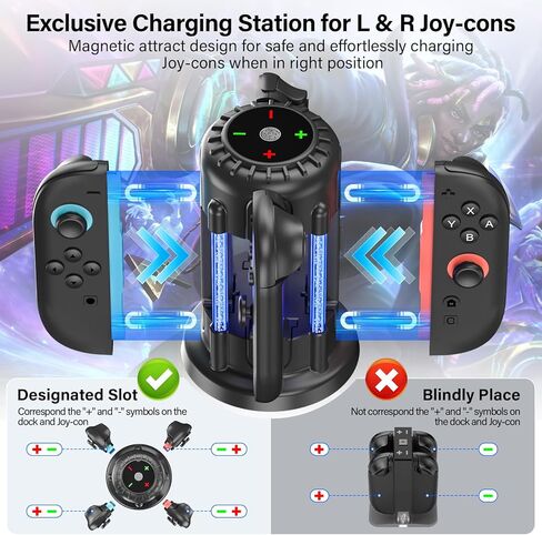 Switch-2-Joycon-Charger - Charging Dock for 2025 Nintendo Switch 2 JoyCon Controllers, Magnetic & Bubble LED Light, Fast Charging Station for Nintendo Switch2 Joy-con 2 Controllers Accessories, Black in Kuwait