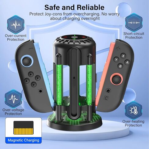 Switch-2-Joycon-Charger - Charging Dock for 2025 Nintendo Switch 2 JoyCon Controllers, Magnetic & Bubble LED Light, Fast Charging Station for Nintendo Switch2 Joy-con 2 Controllers Accessories, Black in Kuwait