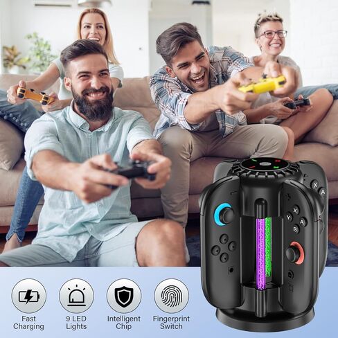 Switch-2-Joycon-Charger - Charging Dock for 2025 Nintendo Switch 2 JoyCon Controllers, Magnetic & Bubble LED Light, Fast Charging Station for Nintendo Switch2 Joy-con 2 Controllers Accessories, Black in Kuwait