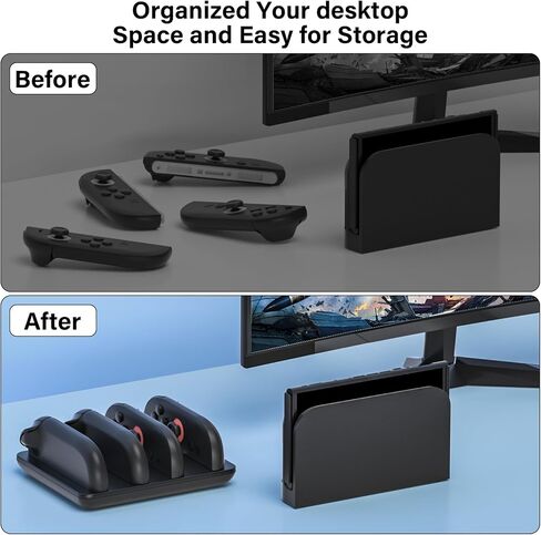 Switch 2 Joycon Charger for Nintendo Switch 2 Joy Con - 4 في 1 شحن Dock لوحدات تحكم Joy -Con 2 ، محطة شاحن تحكم سريعة 2H مع مؤشر LED لملحقات JoyCon2 in Kuwait