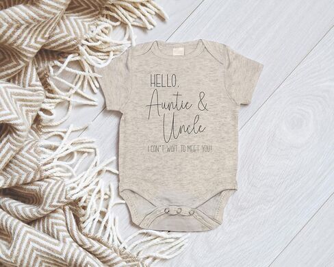 New Baby Reveal for Aunt and Uncle - Pregnancy Announcement Infant Bodysuit - Surprise For Sister and Brother - Hello Auntie and Uncle I Can't Wait To Meet You (White) in Saudi Arabia