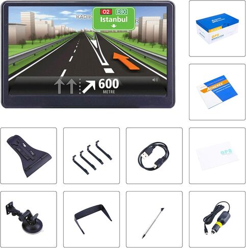 GPS Navigator لـ Car Truck RV ، أحدث خريطة 2025 ، 7 بوصة شاشة تعمل باللمس ، اتجاه صوت حقيقي منفرد ، يذكر نظام الملاحة للسيارات ، ونظام تحديد المواقع العالمي (GPS) بالسرعة والتحذير الأحمر. in Kuwait