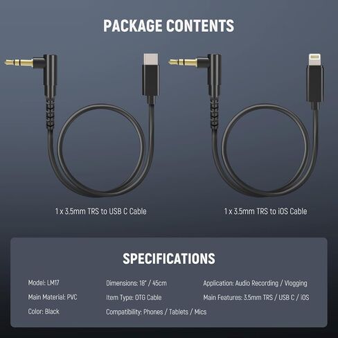 مجموعة كابل Neewer 2 Pack Aux ، TRS 3.5 مم من الذكور إلى 3.5 مم TRS كابل ملفوف بالذكور متوافق مع DJI MIC Rode Wireless Go II Hollyland Lark CM28 CM31 Headphones Microphone Camera Camera ، LM16 ، LM16 in Saudi Arabia