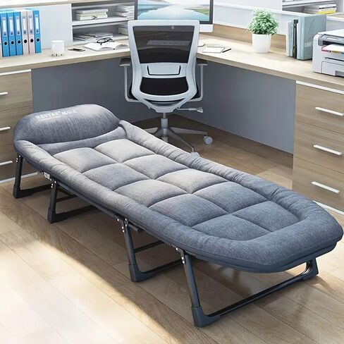 Leo Iris Portable Therming Camping COT ، كبير القابل للتعديل من 5 مواقع للبالغين الذين يستلقون كراسي الصالة مع وسادة ، قطعة قماش أوكسفورد الثقيلة 600D مع مرتبة (سرير ترقية رمادي (مع حصيرة)) in Saudi Arabia