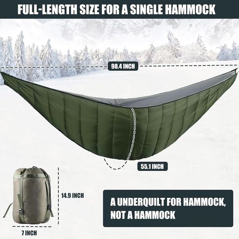أرجوحة Underquilt ، لحاف معزول كامل الطول للأراجزين ، 4 موسم الشتاء تحت لحاف للتخييم ، المشي لمسافات طويلة ، الظهر ، السفر ، الشاطئ ، الفناء الخلفي ، الفناء in Saudi Arabia