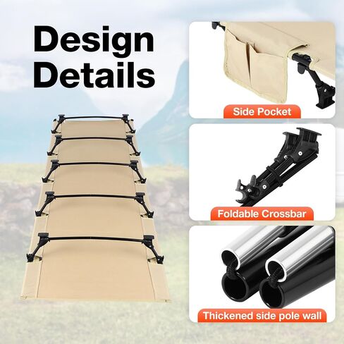FAHKNS Lightweight Camping Cot, Ultralight Folding Bed for Camping, Hiking, Travel, Portable Compact for Outdoor Travel， Black in Saudi Arabia