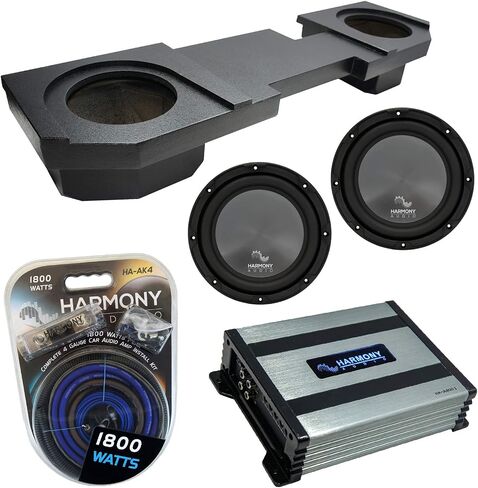 Ammarony Audio متوافق مع 2002-2018 دودج رام رباعي أو طاقم الشاحنة باقة R104 Dual 10 "المغلفة المغلفة وحيد القرن و HA-A400.1 in Saudi Arabia