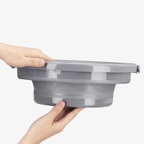 Navaris Collapsible Bucket with Handle - 1.3 Gallon (5L) Portable Pail for Camping, Beach, Gardening, Fishing, Water, Washing - Size M, Gray in Saudi Arabia