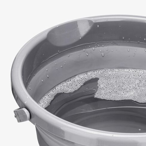 Navaris Collapsible Bucket with Handle - 1.3 Gallon (5L) Portable Pail for Camping, Beach, Gardening, Fishing, Water, Washing - Size M, Gray in Saudi Arabia