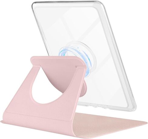 360° Rotating Case for All-New 7" Kindle Paperwhite 12th Gen 2024 & Kindle Colorsoft SE, PU Leather Magnetic Detachable Stand Cover, Clear Hard Back Shell, Auto Sleep/Wake, Sakura Pink in Saudi Arabia
