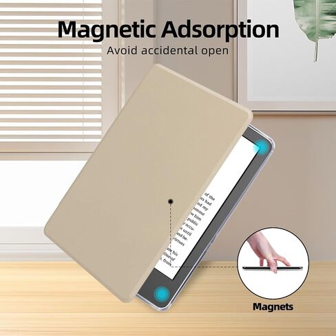 360° Rotating Case for All-New 7" Kindle Paperwhite 12th Gen 2024 & Kindle Colorsoft SE, PU Leather Magnetic Detachable Stand Cover, Clear Hard Back Shell, Auto Sleep/Wake, Sakura Pink in Saudi Arabia