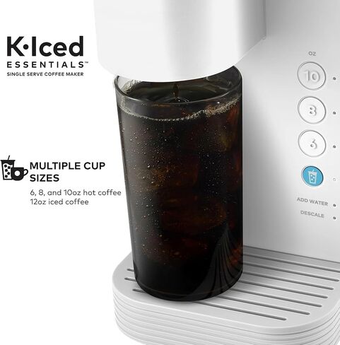 صانع القهوة من Keurigk K-Quared ، ومثلجًا ، مثلما يكون هناك صانع خمر KCUP أحادي الخدمات الساخنة مع خزان قابل للإزالة وتوليته ، ويشمل كفاءة في استخدام الطاقة ، بهلال k المثلج ، والضغوط ، والأبيض in Kuwait
