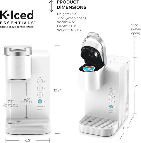 صانع القهوة من Keurigk K-Quared ، ومثلجًا ، مثلما يكون هناك صانع خمر KCUP أحادي الخدمات الساخنة مع خزان قابل للإزالة وتوليته ، ويشمل كفاءة في استخدام الطاقة ، بهلال k المثلج ، والضغوط ، والأبيض in Kuwait