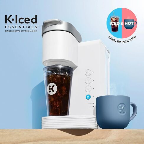 صانع القهوة من Keurigk K-Quared ، ومثلجًا ، مثلما يكون هناك صانع خمر KCUP أحادي الخدمات الساخنة مع خزان قابل للإزالة وتوليته ، ويشمل كفاءة في استخدام الطاقة ، بهلال k المثلج ، والضغوط ، والأبيض in Kuwait