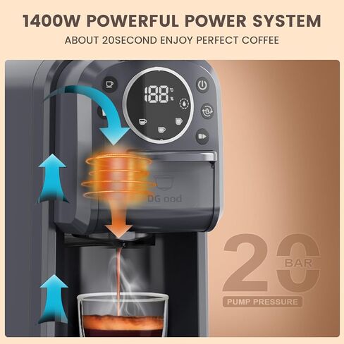 Multi-Captule Espresso 4in1 صانع القهوة ، آلة قهوة واحدة من أجل Nespresso و Dolce Gusto و ESE Pods و Ground Coffee أو Water Hot و Smart & Section في أي مساحة ، 20BAR ، CM-C05A in Kuwait