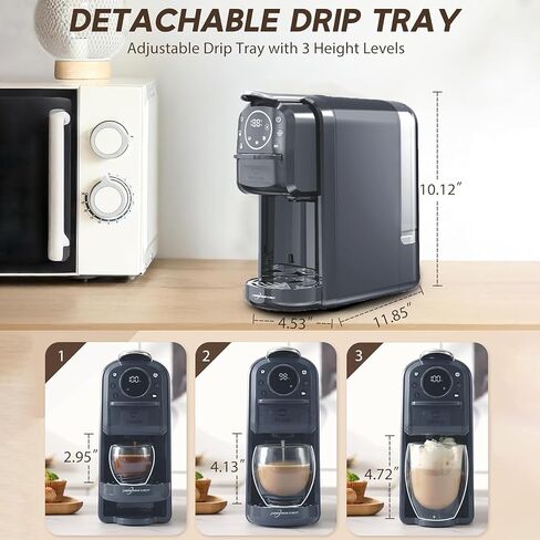 Multi-Captule Espresso 4in1 صانع القهوة ، آلة قهوة واحدة من أجل Nespresso و Dolce Gusto و ESE Pods و Ground Coffee أو Water Hot و Smart & Section في أي مساحة ، 20BAR ، CM-C05A in Kuwait