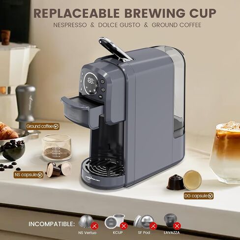 Multi-Captule Espresso 4in1 صانع القهوة ، آلة قهوة واحدة من أجل Nespresso و Dolce Gusto و ESE Pods و Ground Coffee أو Water Hot و Smart & Section في أي مساحة ، 20BAR ، CM-C05A in Kuwait