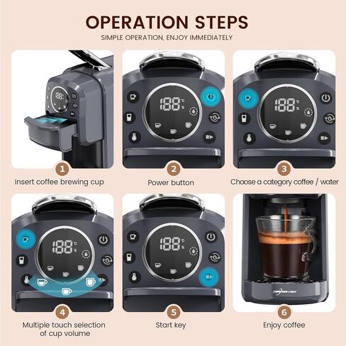 Multi-Captule Espresso 4in1 صانع القهوة ، آلة قهوة واحدة من أجل Nespresso و Dolce Gusto و ESE Pods و Ground Coffee أو Water Hot و Smart & Section في أي مساحة ، 20BAR ، CM-C05A in Kuwait