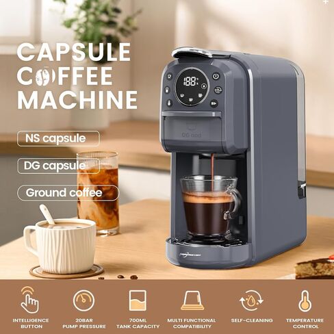 Multi-Captule Espresso 4in1 صانع القهوة ، آلة قهوة واحدة من أجل Nespresso و Dolce Gusto و ESE Pods و Ground Coffee أو Water Hot و Smart & Section في أي مساحة ، 20BAR ، CM-C05A in Kuwait