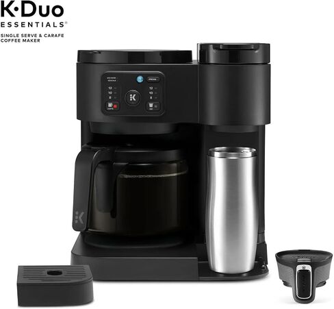 K-Duo Essentials, Hot & Iced Single-Serve Pod Coffee Maker & Carafe, 72 Oz Reservoir, Multiple Brew Sizes, Strong Brew Feature, Perfect for Hot and Iced Coffee (BLACK) in Saudi Arabia