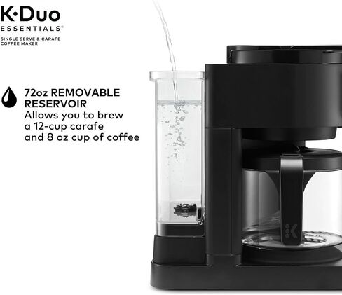 K-Duo Essentials, Hot & Iced Single-Serve Pod Coffee Maker & Carafe, 72 Oz Reservoir, Multiple Brew Sizes, Strong Brew Feature, Perfect for Hot and Iced Coffee (BLACK) in Saudi Arabia