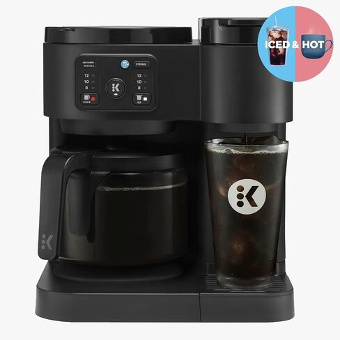 K-Duo Essentials, Hot & Iced Single-Serve Pod Coffee Maker & Carafe, 72 Oz Reservoir, Multiple Brew Sizes, Strong Brew Feature, Perfect for Hot and Iced Coffee (BLACK) in Saudi Arabia