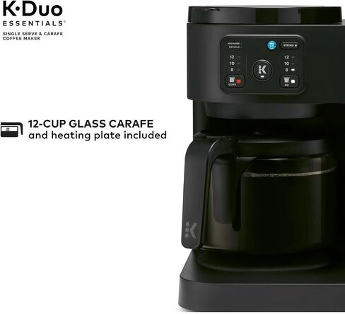 K-Duo Essentials, Hot & Iced Single-Serve Pod Coffee Maker & Carafe, 72 Oz Reservoir, Multiple Brew Sizes, Strong Brew Feature, Perfect for Hot and Iced Coffee (BLACK) in Saudi Arabia