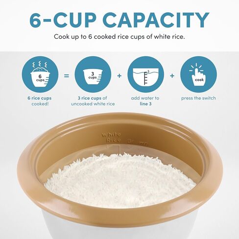 AROMA® 6-Cup (Cooked) One-Touch Pot Style Rice Cooker with CoreCoat™ PFAS-Free Nonstick Ceramic Surface (1.5 Quarts) in Saudi Arabia