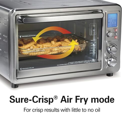 Hamilton Beach 6-in-1 Sure Crisp Air Fryer Toaster Oven Combo & Electric Indoor Grill, 450 F Searing Temp, Bake, Broil, Toast and Pizza Function, .88 cu. ft., 6 Slice Capacity, Stainless Steel (31395) in Saudi Arabia