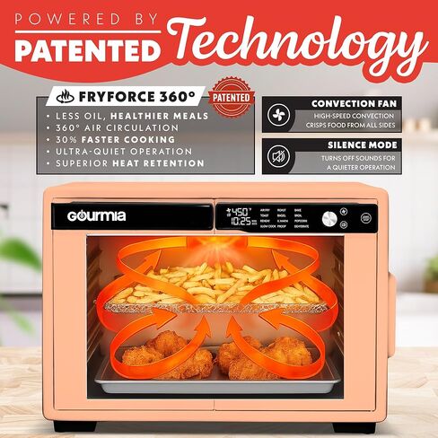 Gourmia French Door Digital Air Fryer Oven - XL 37QT Capacity, 12 Presets, FryForce 360° Tech, Dehydrate, Proof, Slow Cook, Fits 13" Pizza, 1700W, Stainless Steel in Saudi Arabia