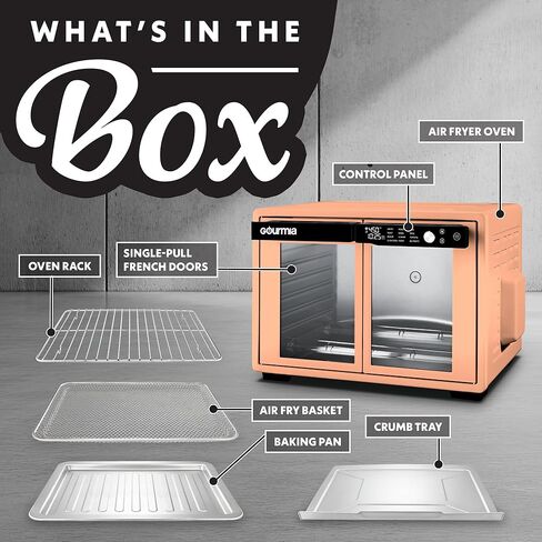 Gourmia French Door Digital Air Fryer Oven - XL 37QT Capacity, 12 Presets, FryForce 360° Tech, Dehydrate, Proof, Slow Cook, Fits 13" Pizza, 1700W, Stainless Steel in Saudi Arabia