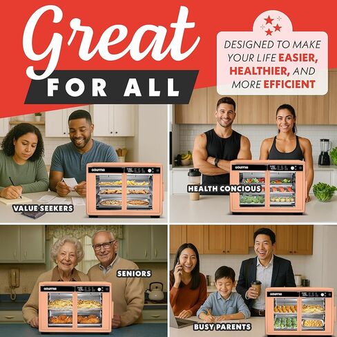 Gourmia French Door Digital Air Fryer Oven - XL 37QT Capacity, 12 Presets, FryForce 360° Tech, Dehydrate, Proof, Slow Cook, Fits 13" Pizza, 1700W, Stainless Steel in Saudi Arabia