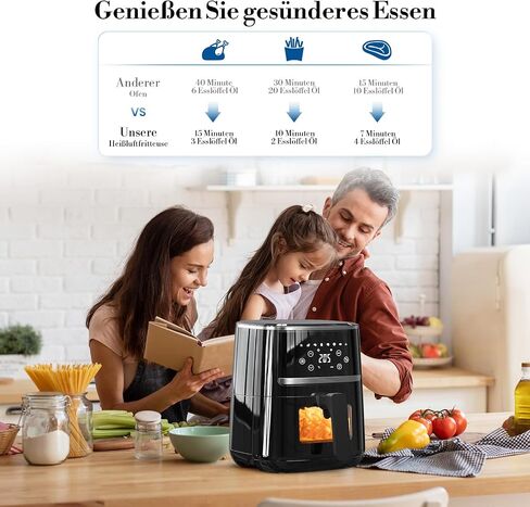 مقلاة الهواء 5QT مع نافذة إطلالة سهلة ، والتحكم الرقمي لللمس ، و 8 مسبقات ، وسلة غير آمنة من غسالة الصحون غير الواقعة ، والطبخ الصحي المنخفض ، مثالية للمطابخ الصغيرة ، 1500 واط in Saudi Arabia