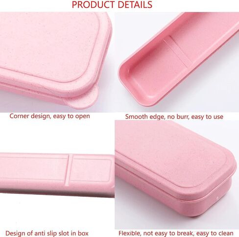 1Pcs Simple Utensil Holder with Lid, Reusable Utensils Wheat Straw Travel Cutlery Box，Portable Flatware Box Travel Tableware Storage Case, Simple Tableware Storage Boxs Case for Cutlery Kit (Beige) in Saudi Arabia