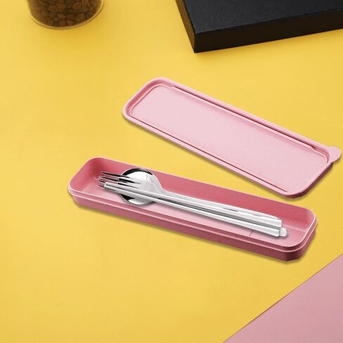 1Pcs Simple Utensil Holder with Lid, Reusable Utensils Wheat Straw Travel Cutlery Box，Portable Flatware Box Travel Tableware Storage Case, Simple Tableware Storage Boxs Case for Cutlery Kit (Beige) in Saudi Arabia