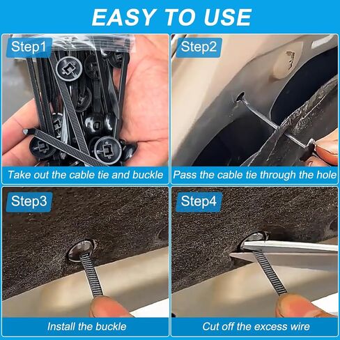 100 Pcs Automotive Universal Nylon Tie Buckles, Heavy-Duty Self-Locking, New Multifunctional Automotive Fasteners for DIY Auto Repair, Home & Office Use in Saudi Arabia