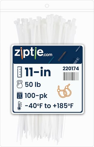 علاقات zip الطبيعية متعددة الأغراض مقاس 11 بوصة-إدارة سلك شد 50 رطل-لفائف التعادل المدرجة في UL 21-متعدد الأغراض (100 حزمة) in Kuwait