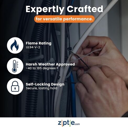 علاقات zip الطبيعية متعددة الأغراض مقاس 11 بوصة-إدارة سلك شد 50 رطل-لفائف التعادل المدرجة في UL 21-متعدد الأغراض (100 حزمة) in Kuwait