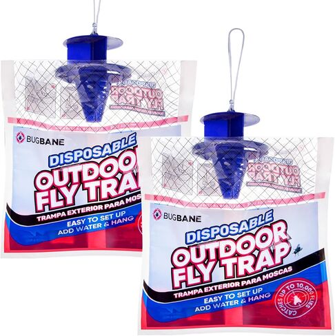 Fly Traps Outdoor Fly Trap for Patio. 4 Non-Toxic Pre-Baited Flies Bags Outdoor Disposable. Hanging Bug Catchers for All Filth Flies Killer for Outside Bug Control in Yard Horse Ranch Trash Can in Saudi Arabia