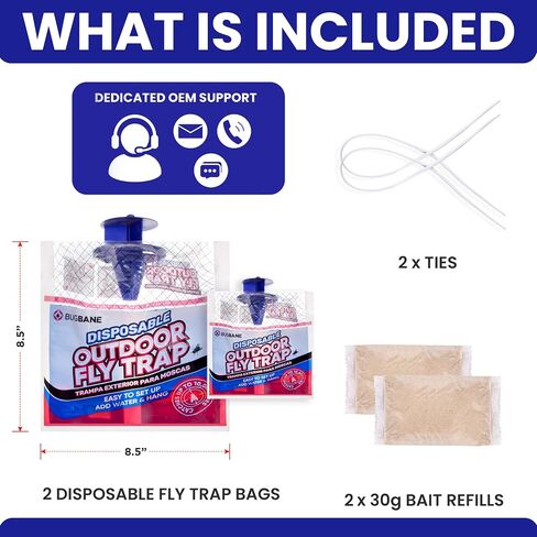 Fly Traps Outdoor Fly Trap for Patio. 4 Non-Toxic Pre-Baited Flies Bags Outdoor Disposable. Hanging Bug Catchers for All Filth Flies Killer for Outside Bug Control in Yard Horse Ranch Trash Can in Saudi Arabia