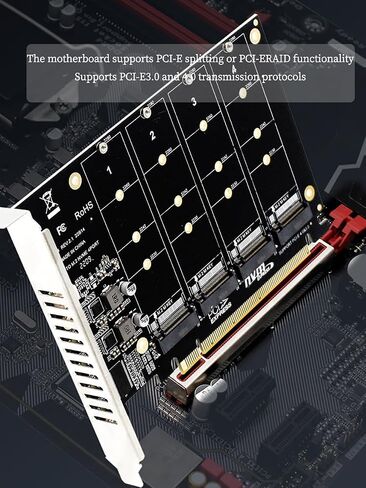 PH44 4*NVMe RAID PCI-E X16 Split Card High Speed 4 * 64Gbps Support m.2 NVMe SSD 2230 2242 2260 2280 in Saudi Arabia