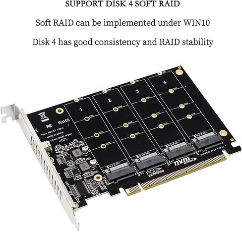 PH44 4*NVMe RAID PCI-E X16 Split Card High Speed 4 * 64Gbps Support m.2 NVMe SSD 2230 2242 2260 2280 in Saudi Arabia