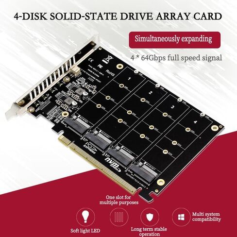 PH44 4*NVMe RAID PCI-E X16 Split Card High Speed 4 * 64Gbps Support m.2 NVMe SSD 2230 2242 2260 2280 in Saudi Arabia