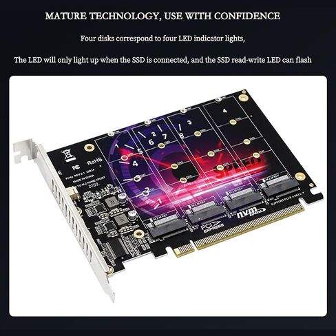 PH44 4*NVMe RAID PCI-E X16 Split Card High Speed 4 * 64Gbps Support m.2 NVMe SSD 2230 2242 2260 2280 in Saudi Arabia