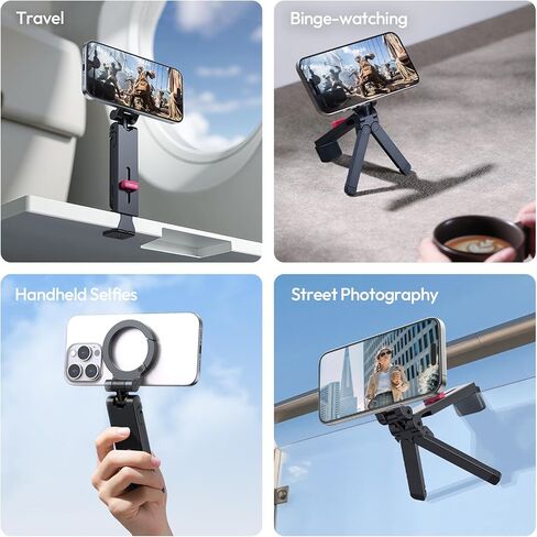 حامل هاتف Ulanzi MA88 Magnetic Airplane لـ Magsafe iPhone 16-12 سلسلة ، أقوى حامل ثلاثي القوائم عبر الهاتف المغناطيسي للنساء ، 360 درجة دوران طيران طيران أساسي لجدول علبة المقعد in Kuwait