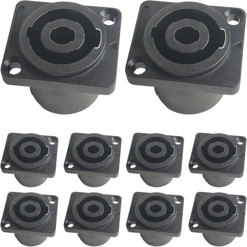 10pcs مقبس ألواح النمط النيوترريك 4 -دبوس - موصل قفل مضغوط لرف مرحلة مضخم الطاقة (أسود × 10pcs) in Kuwait
